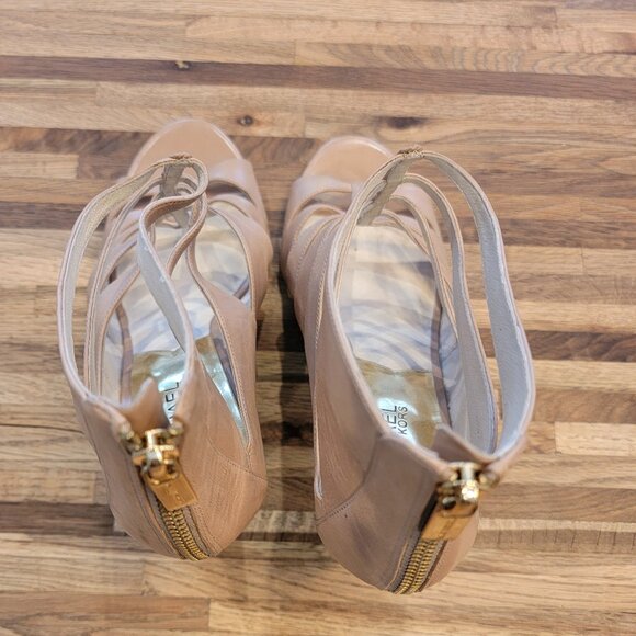 MICHAEL KORS MAVIS OPEN TOE DK KHAKI ZIPPER STRAPPY SANDAL WOMEN SHOES - Picture 9 of 13